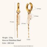 Asymmetric Pearl Charm Hoop Earrings – Waterproof 18K Gold Plated Earrings | Ezra Gems