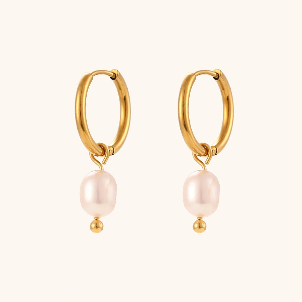 Freshwater Pearl Hoop Earrings – Waterproof 18K Gold Plated Earrings | Ezra Gems