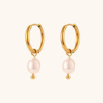 Freshwater Pearl Hoop Earrings – Waterproof 18K Gold Plated Earrings | Ezra Gems