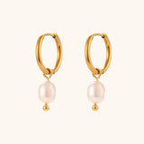 Freshwater Pearl Hoop Earrings – Waterproof 18K Gold Plated Earrings | Ezra Gems