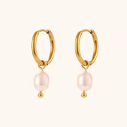 Freshwater Pearl Hoop Earrings – Waterproof 18K Gold Plated Earrings | Ezra Gems