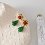 Green Resin Agate Drop Earrings – Waterproof 18K Gold Plated Earrings | Ezra Gems