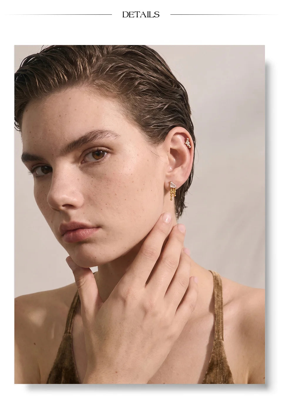 Zirconia Helix Flat Back Earring – Waterproof 18K Gold Plated Earring | Ezra Gems