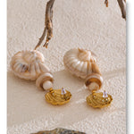 Ocean Resin Shell Conch Drop Earrings – Waterproof 18K Gold Plated Earrings | Ezra Gems