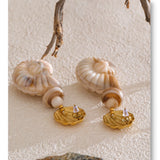 Ocean Resin Shell Conch Drop Earrings – Waterproof 18K Gold Plated Earrings | Ezra Gems