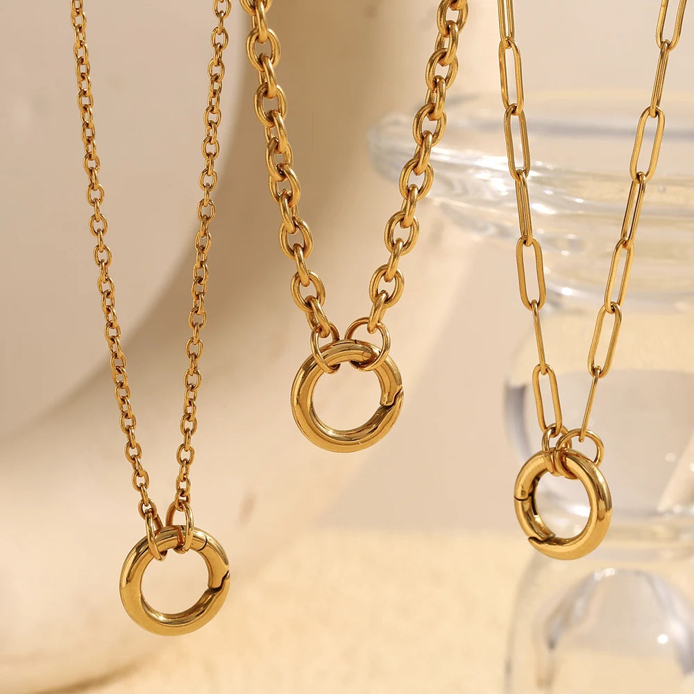 DIY O-Spring Buckle Chain Necklace – Waterproof 18K Gold Plated Necklace | Ezra Gems