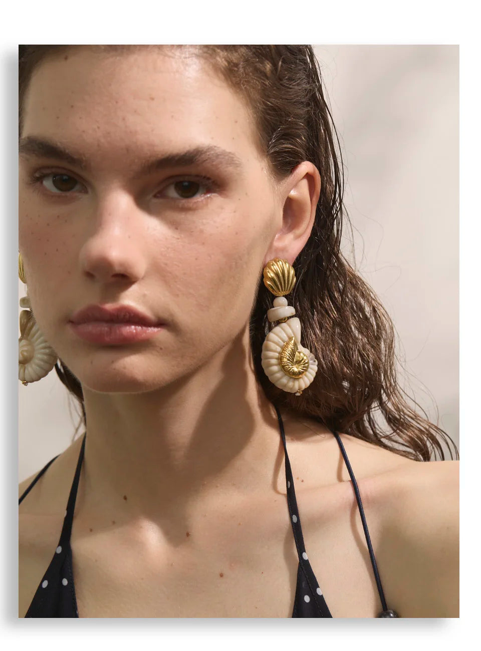 Ocean Resin Shell Conch Drop Earrings – Waterproof 18K Gold Plated Earrings | Ezra Gems