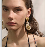 Ocean Resin Shell Conch Drop Earrings – Waterproof 18K Gold Plated Earrings | Ezra Gems
