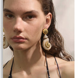Ocean Resin Shell Conch Drop Earrings – Waterproof 18K Gold Plated Earrings | Ezra Gems