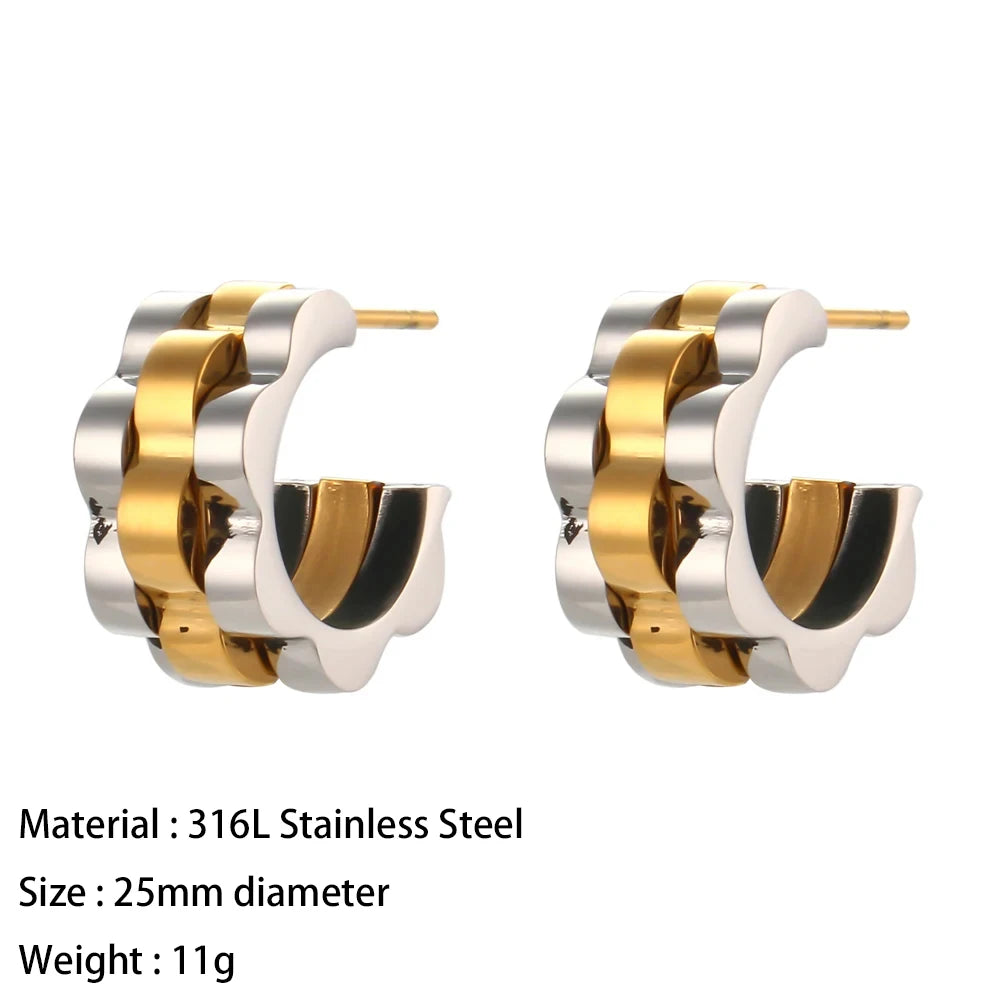 Mini Wrap Line C Hoop Earrings – Waterproof 18K Gold Plated Earrings | Ezra Gems