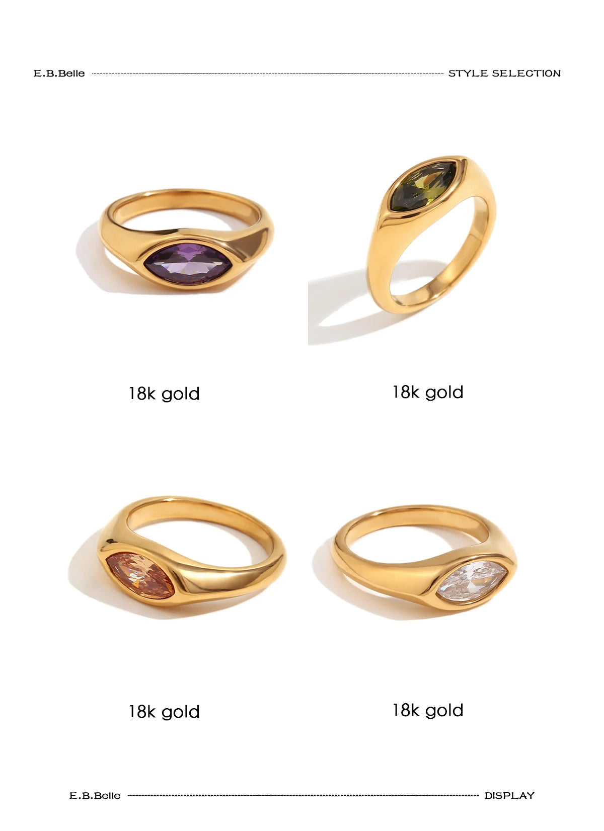 Horse Eye Zircon Signet Ring – Waterproof 18K Gold Plated Ring | Ezra Gems