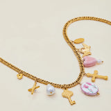 Cross Charm Cluster Necklace – Waterproof 18K Gold Plated Necklace | Ezra Gems