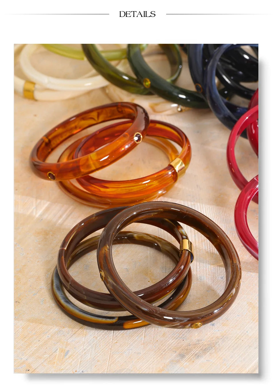 Stackable Multi-Color Resin Bangle – Waterproof 18K Gold Plated Bracelet | Ezra Gems
