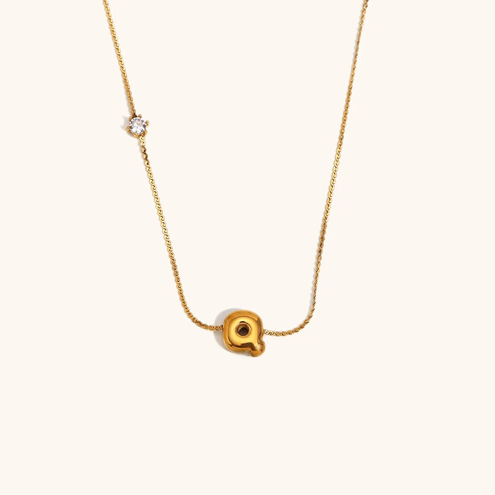 Sparkling Zircon Initial Necklace – Waterproof 18K Gold Plated Necklace | Ezra Gems