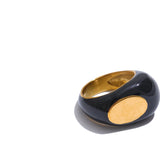 Black Enamel Geometric Ring