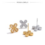 Cubic Zirconia Flower Stud Earrings – Waterproof 18K Gold Plated Earrings | Ezra Gems