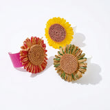 Sunflower Resin Cuff Bangle Bracelet – Waterproof 18K Gold Plated Bracelet | Ezra Gems
