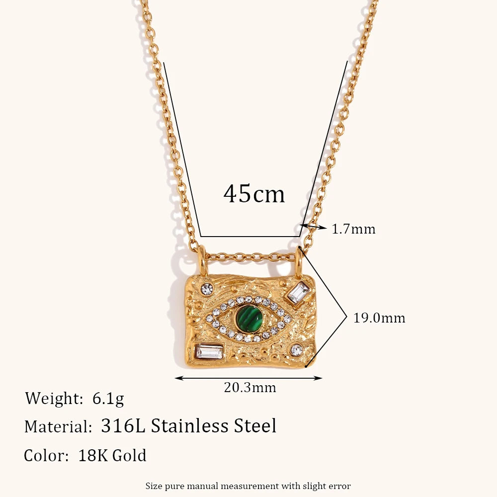 Peacock Stone Zircon Pendant Necklace – Waterproof 18K Gold Plated Necklace | Ezra Gems