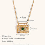 Peacock Stone Zircon Pendant Necklace – Waterproof 18K Gold Plated Necklace | Ezra Gems