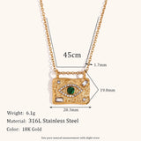 Peacock Stone Zircon Pendant Necklace – Waterproof 18K Gold Plated Necklace | Ezra Gems