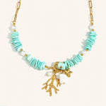 Bohemian Coral Natural Stone Necklace – Waterproof 18K Gold Plated Necklace | Ezra Gems