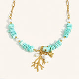 Bohemian Coral Natural Stone Necklace – Waterproof 18K Gold Plated Necklace | Ezra Gems