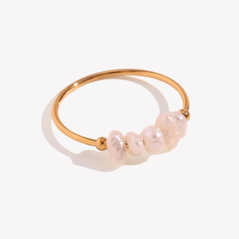Freshwater Pearl Solitaire Ring – Waterproof 18K Gold Plated Ring | Ezra Gems