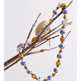Blue Ceramic Flower Bead Necklace