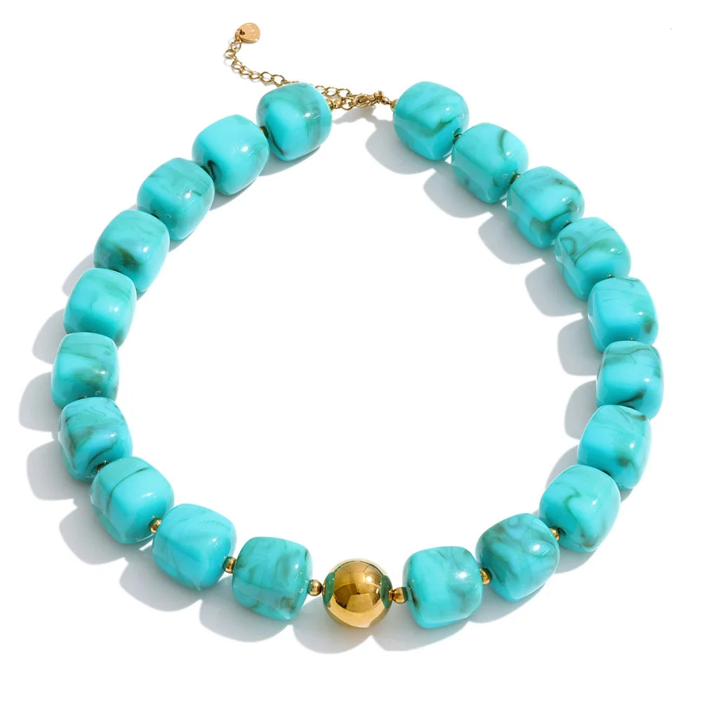 Acrylic Square Beads Chain Necklace