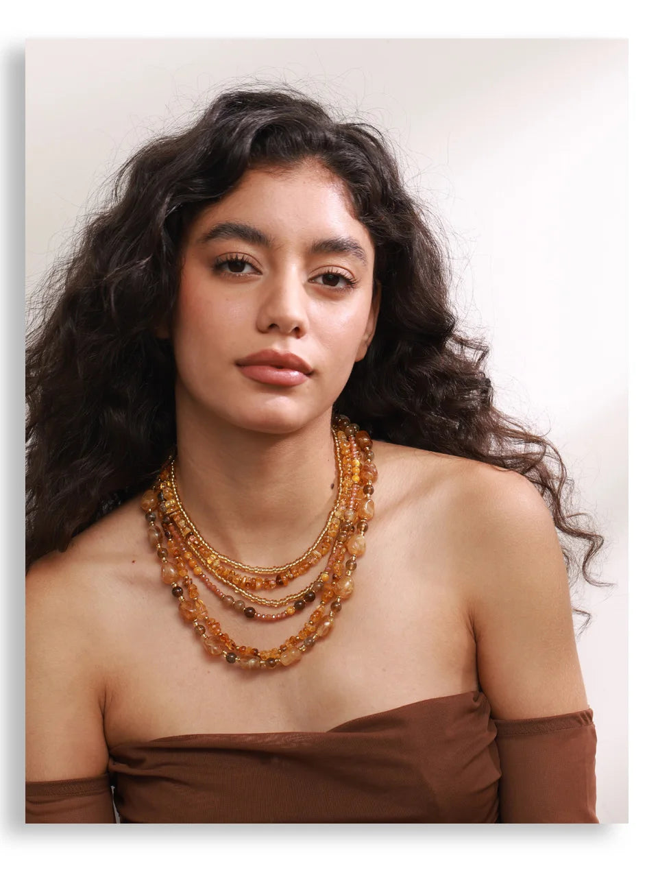 Layered Resin Bead Bib Necklace – Waterproof 18K Gold Plated Necklace | Ezra Gems