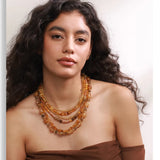Layered Resin Bead Bib Necklace – Waterproof 18K Gold Plated Necklace | Ezra Gems