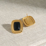 Retro Agate Geometric Stud Earrings