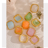 Colorful Resin Square Stud Earrings