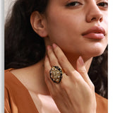 Resin Pearl Portrait Oval Ring