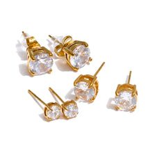CZ Round Stud Earrings Set of 3 – Waterproof 18K Gold Plated Earrings | Ezra Gems