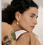 CZ Square & Round Drop Earrings