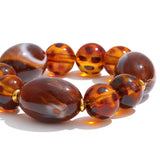 Amber Resin Round Bead Chain Bracelet – Waterproof 18K Gold Plated Bracelet | Ezra Gems
