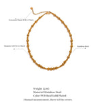 Gold necklace with specifications on a white background

