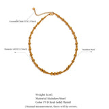 Gold necklace with specifications on a white background

