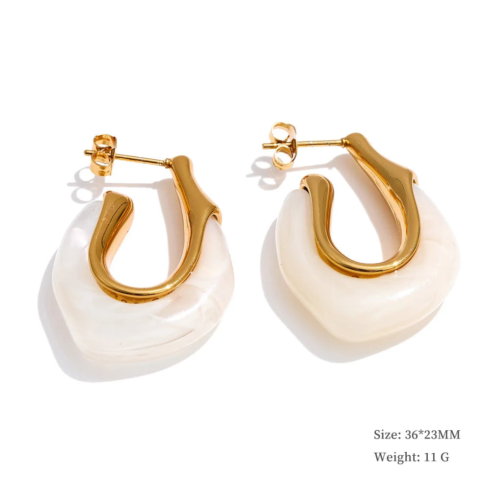 Multi-Color Resin Round & Square Geometric Earrings