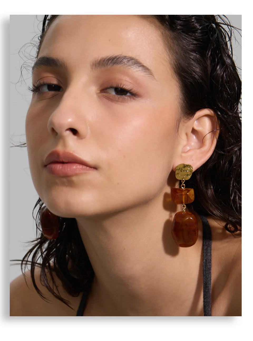 Red Resin Square Drop Earrings – Waterproof 18K Gold Plated Earrings | Ezra Gems