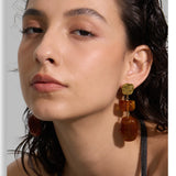 Red Resin Square Drop Earrings – Waterproof 18K Gold Plated Earrings | Ezra Gems