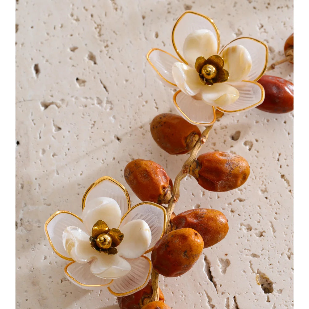 Fairy Resin Flower Stud Earrings – Waterproof 18K Gold Plated Earrings | Ezra Gems