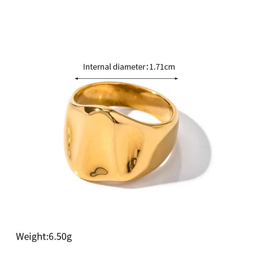 Zircon Shell Chubby Dome Ring – Waterproof 18K Gold Plated Ring | Ezra Gems