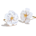 Natural Shell Flower Stud Earrings – Waterproof 18K Gold Plated Earrings | Ezra Gems