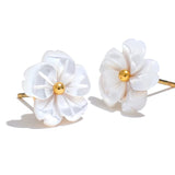 Natural Shell Flower Stud Earrings – Waterproof 18K Gold Plated Earrings | Ezra Gems