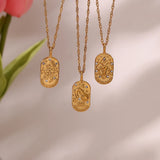 Constellation Square Pendant Necklace – Waterproof 18K Gold Plated Necklace | Ezra Gems