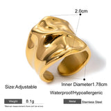 Hammered Texture Wide Open Ring – Waterproof 18K Gold Plated Ring | Ezra Gems