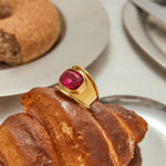 Pink Zirconia Wide Band Ring – Waterproof 18K Gold Plated Ring | Ezra Gems