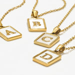 Mother of Pearl Initial Necklace – Waterproof 18K Gold Plated Necklace | Ezra Gems